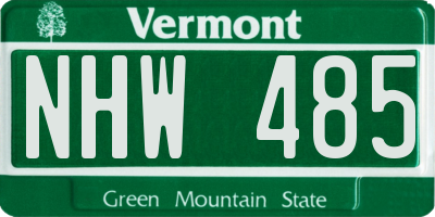 VT license plate NHW485