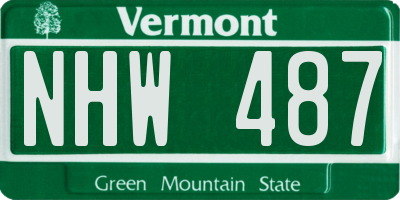 VT license plate NHW487