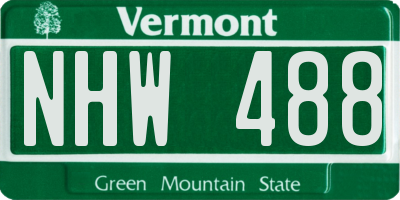 VT license plate NHW488