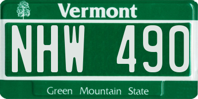 VT license plate NHW490
