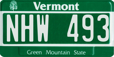 VT license plate NHW493