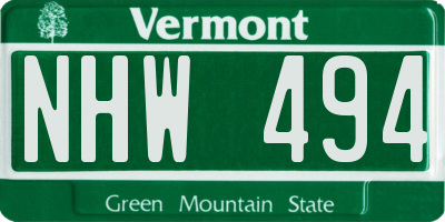 VT license plate NHW494