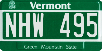 VT license plate NHW495