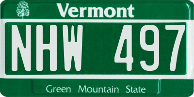 VT license plate NHW497