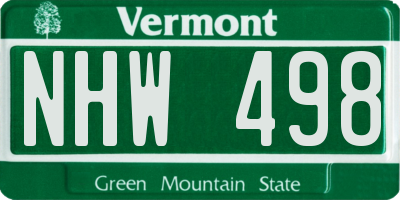 VT license plate NHW498