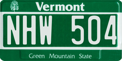 VT license plate NHW504