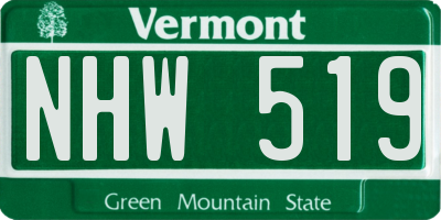 VT license plate NHW519