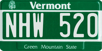VT license plate NHW520