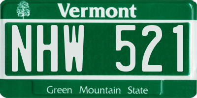 VT license plate NHW521