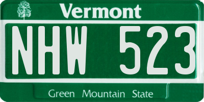 VT license plate NHW523