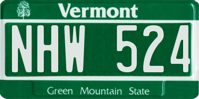 VT license plate NHW524