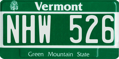 VT license plate NHW526