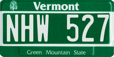 VT license plate NHW527