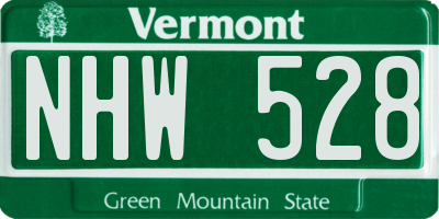 VT license plate NHW528