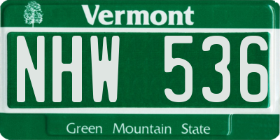 VT license plate NHW536