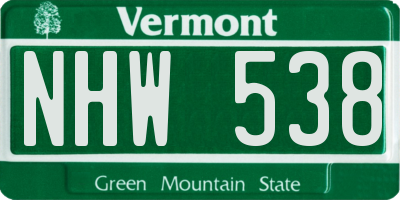 VT license plate NHW538