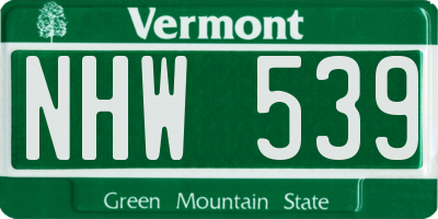 VT license plate NHW539