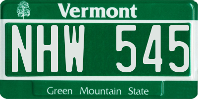 VT license plate NHW545