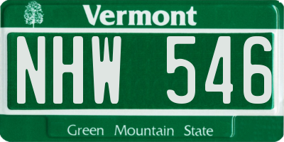 VT license plate NHW546