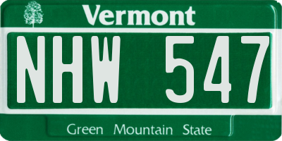VT license plate NHW547