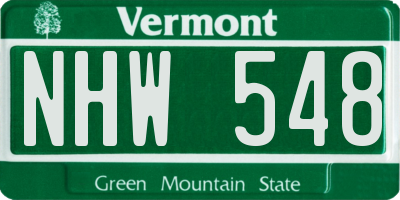 VT license plate NHW548