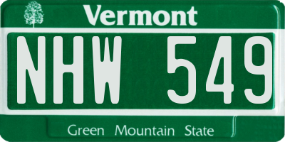 VT license plate NHW549