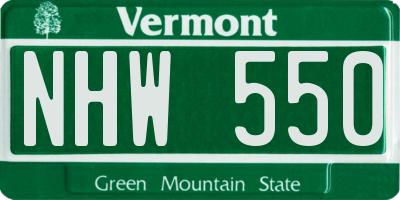 VT license plate NHW550