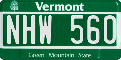 VT license plate NHW560