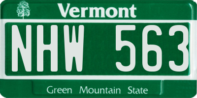 VT license plate NHW563