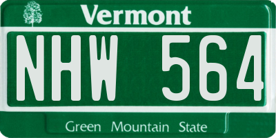 VT license plate NHW564