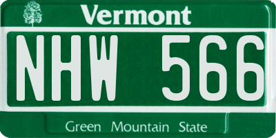 VT license plate NHW566