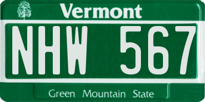 VT license plate NHW567