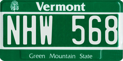 VT license plate NHW568