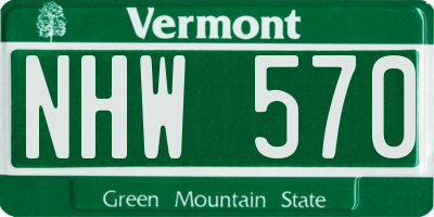 VT license plate NHW570