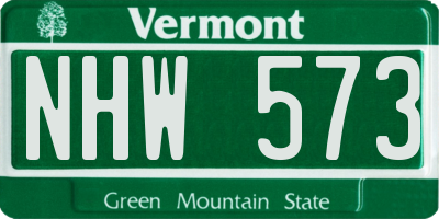 VT license plate NHW573