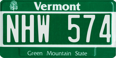 VT license plate NHW574