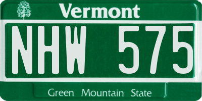 VT license plate NHW575