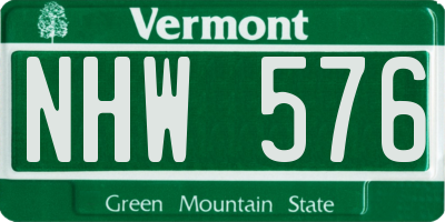 VT license plate NHW576