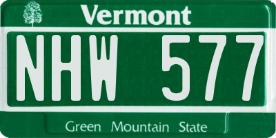 VT license plate NHW577