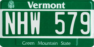 VT license plate NHW579