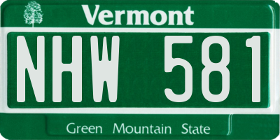 VT license plate NHW581