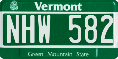 VT license plate NHW582