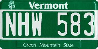 VT license plate NHW583