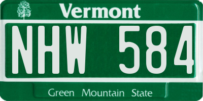 VT license plate NHW584