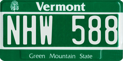 VT license plate NHW588