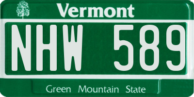 VT license plate NHW589