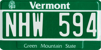 VT license plate NHW594
