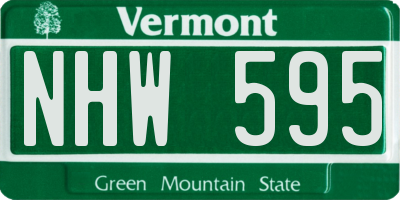 VT license plate NHW595
