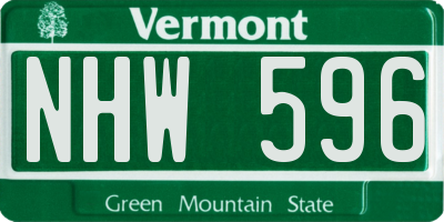 VT license plate NHW596