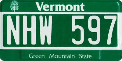 VT license plate NHW597